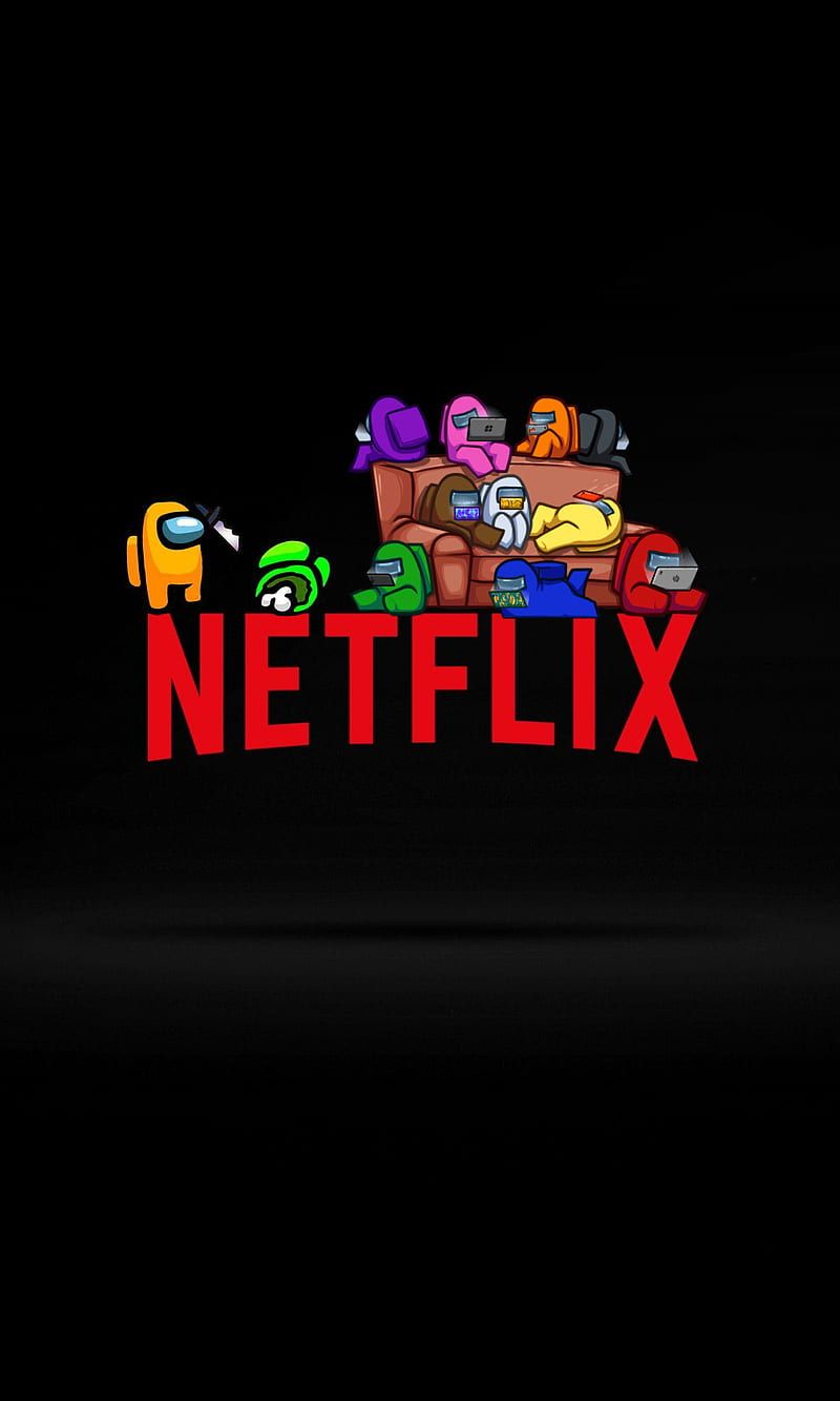 The netflix logo on a black background - Netflix, Among Us