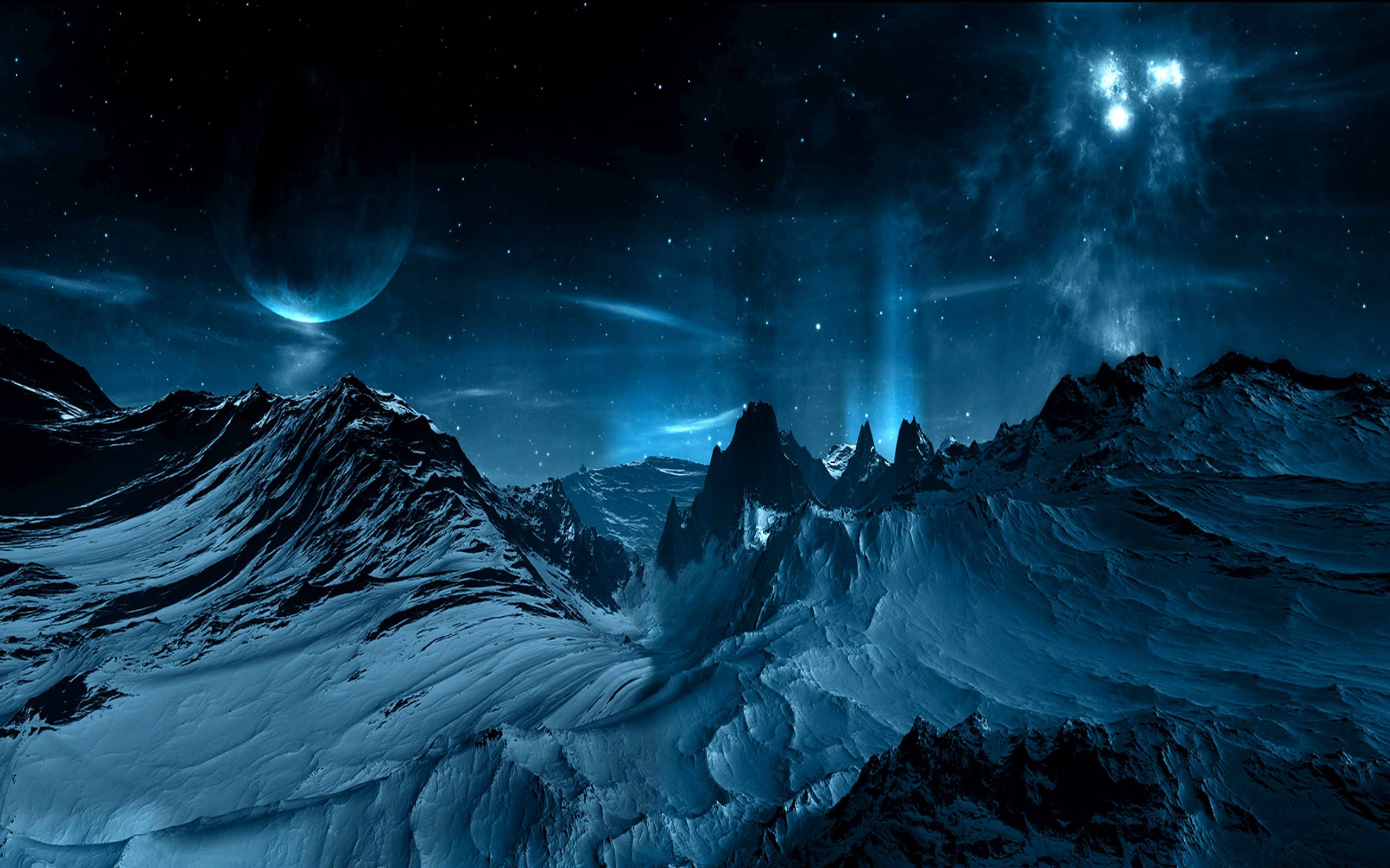 A night sky with mountains and stars - Landscape
