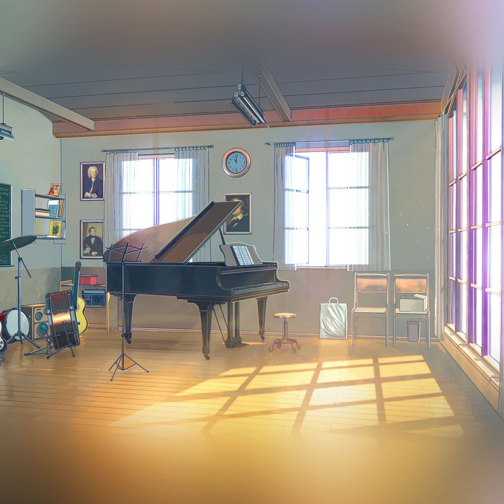 Arseniy Chebynkin Music Room Piano Illustration Art iPad Air Wallpaper Free Download