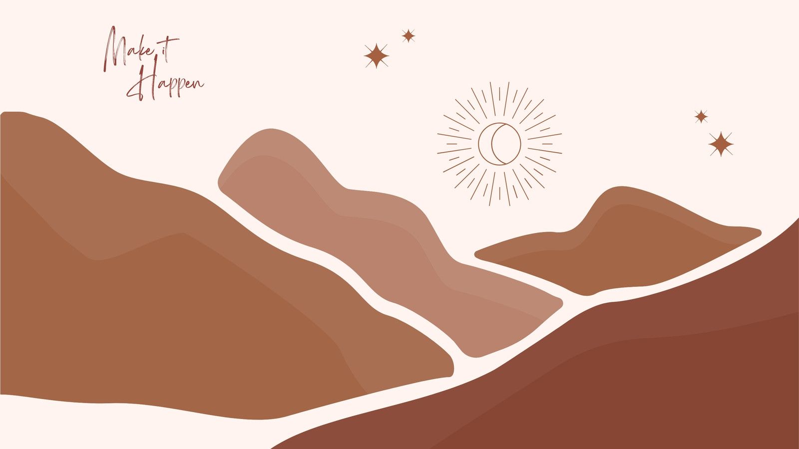 A landscape with mountains and stars - Brown, landscape, boho