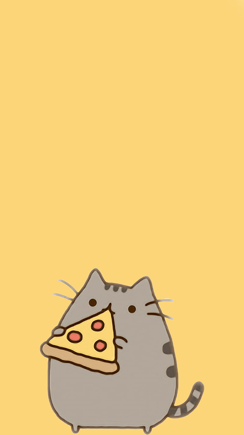 Pizza, cartoon, cat, cute, drawing, gatito, cat, kawaii, kitty, michi, HD phone wallpaper