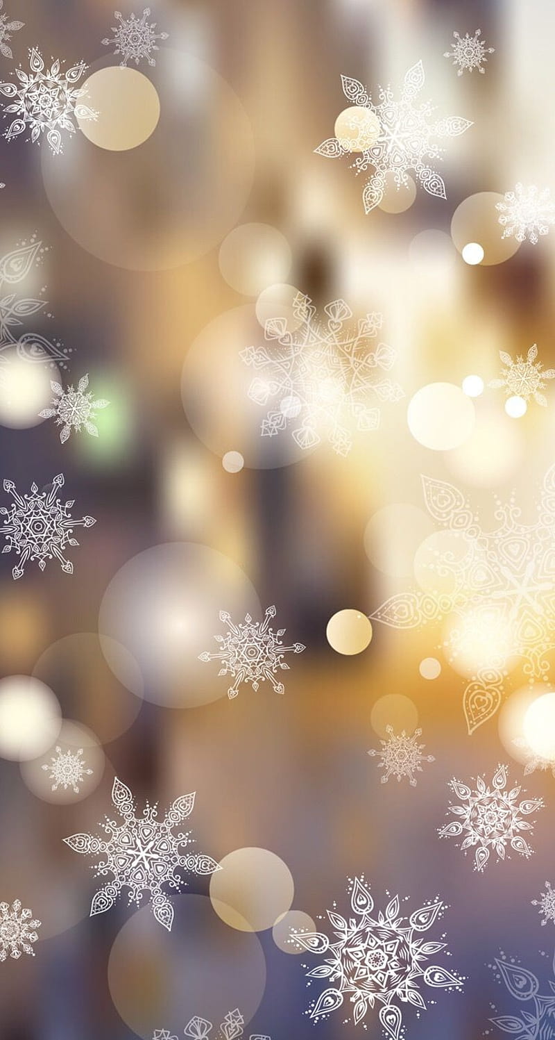 IPhone wallpaper of snowflakes on a bokeh background - Snowflake, white Christmas