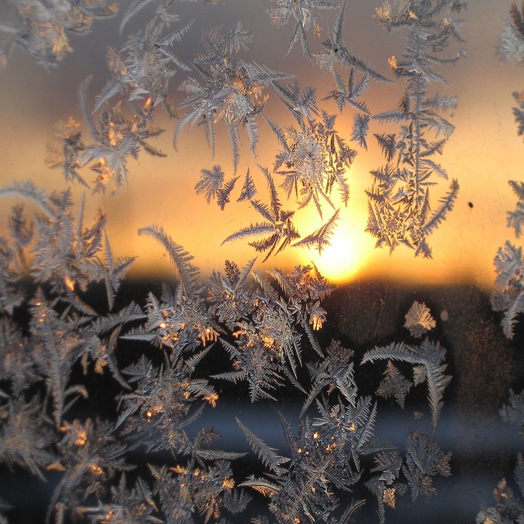 Sunset Snowflake Glass iPad Wallpaper Free Download