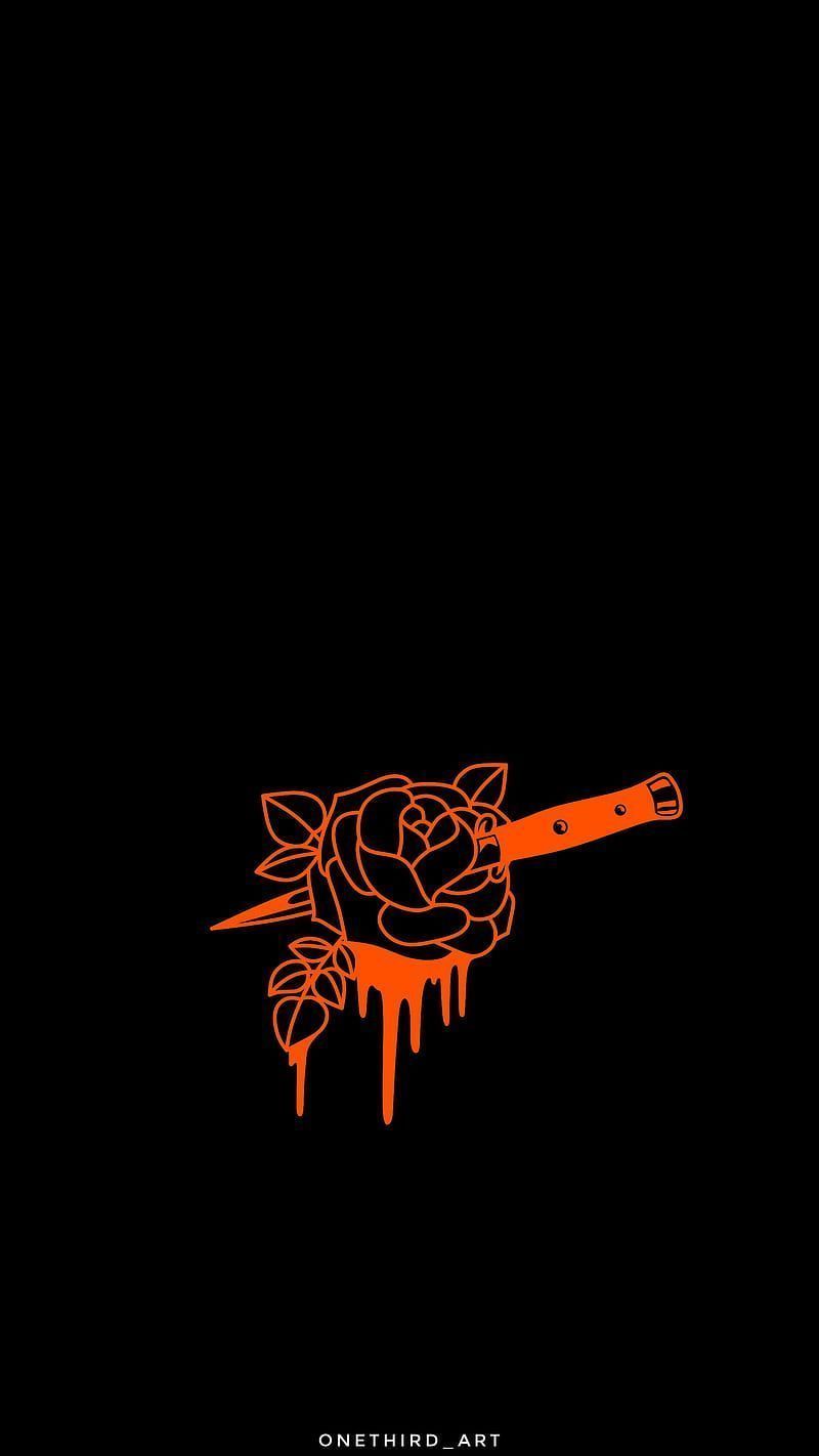 A black and orange poster with an image of the rose - Dark orange, vector