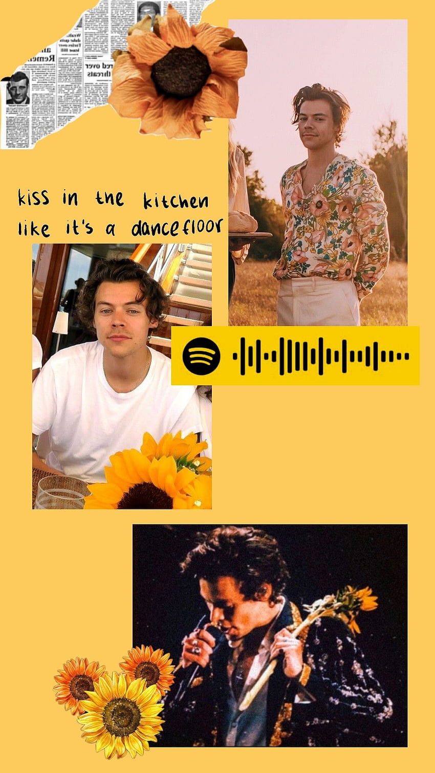 A collage of pictures with different captions - Harry Styles
