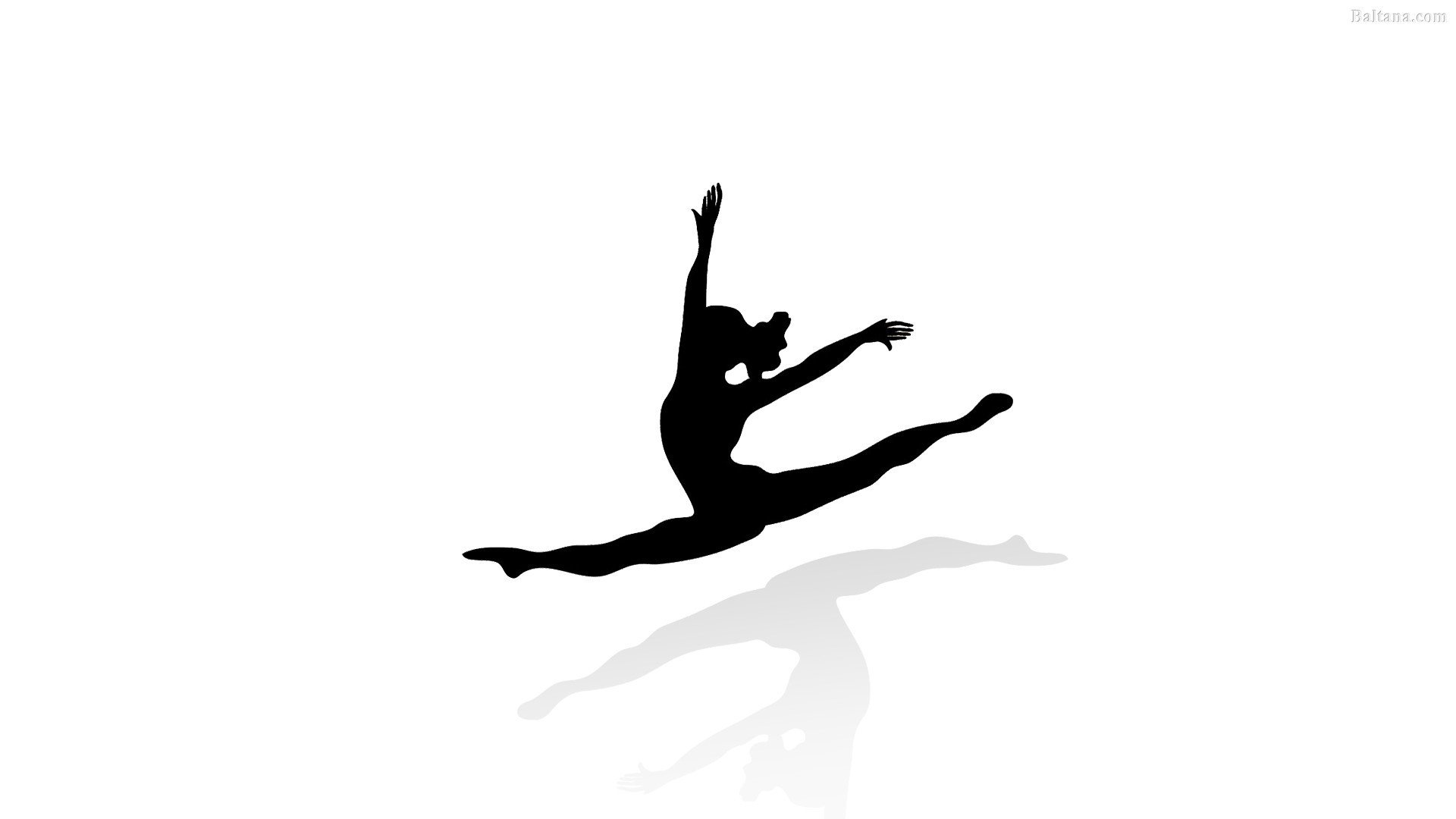 Black and white silhouette of a ballerina doing a split leap - Gymnastics