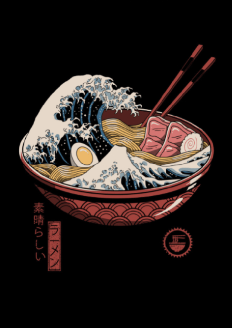 Great Ramen Wave. Japanese graphic design, Wave poster, Japanese poster design