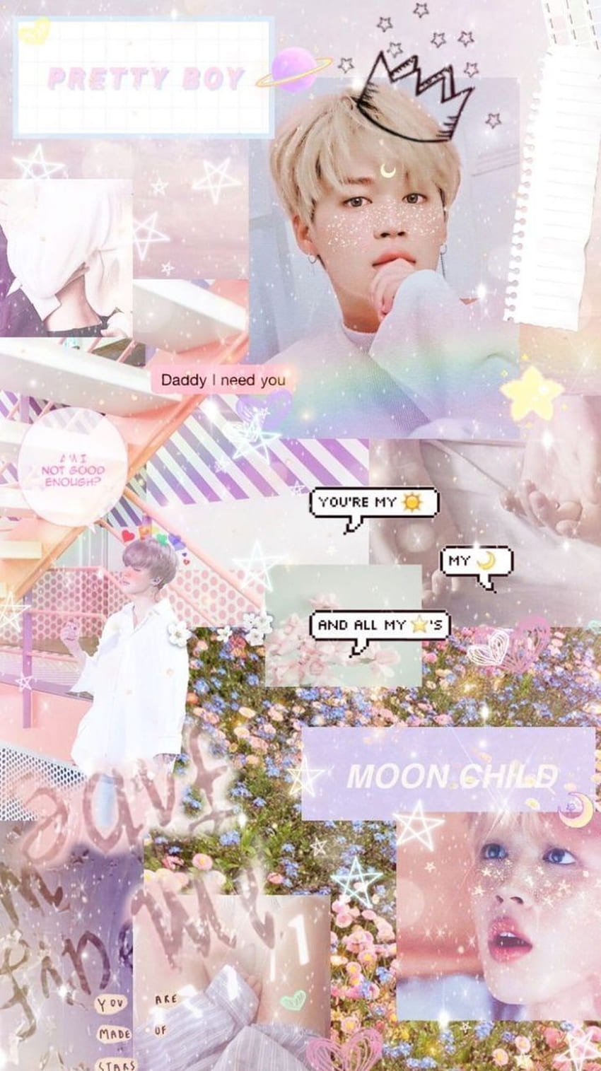 A collage of pictures with different colors and text - Jimin