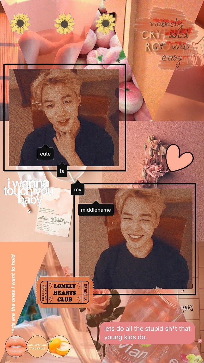 A collage of Jimin from BTS with a pink aesthetic - Jimin