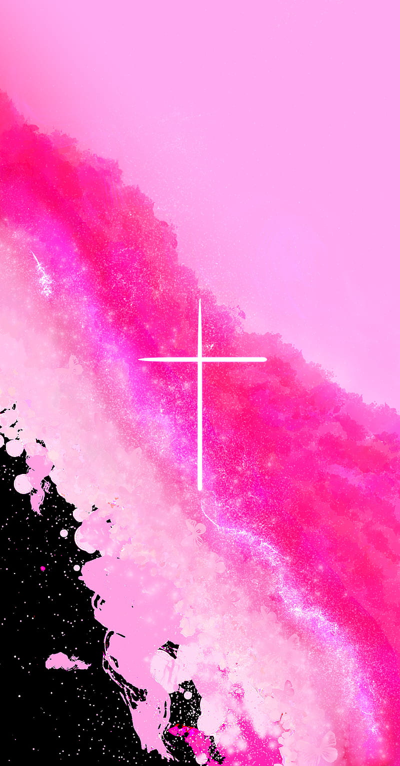 Rosecross, abstract, christian, cross, god, jesus, pink, religion, watercolor, HD phone wallpaper
