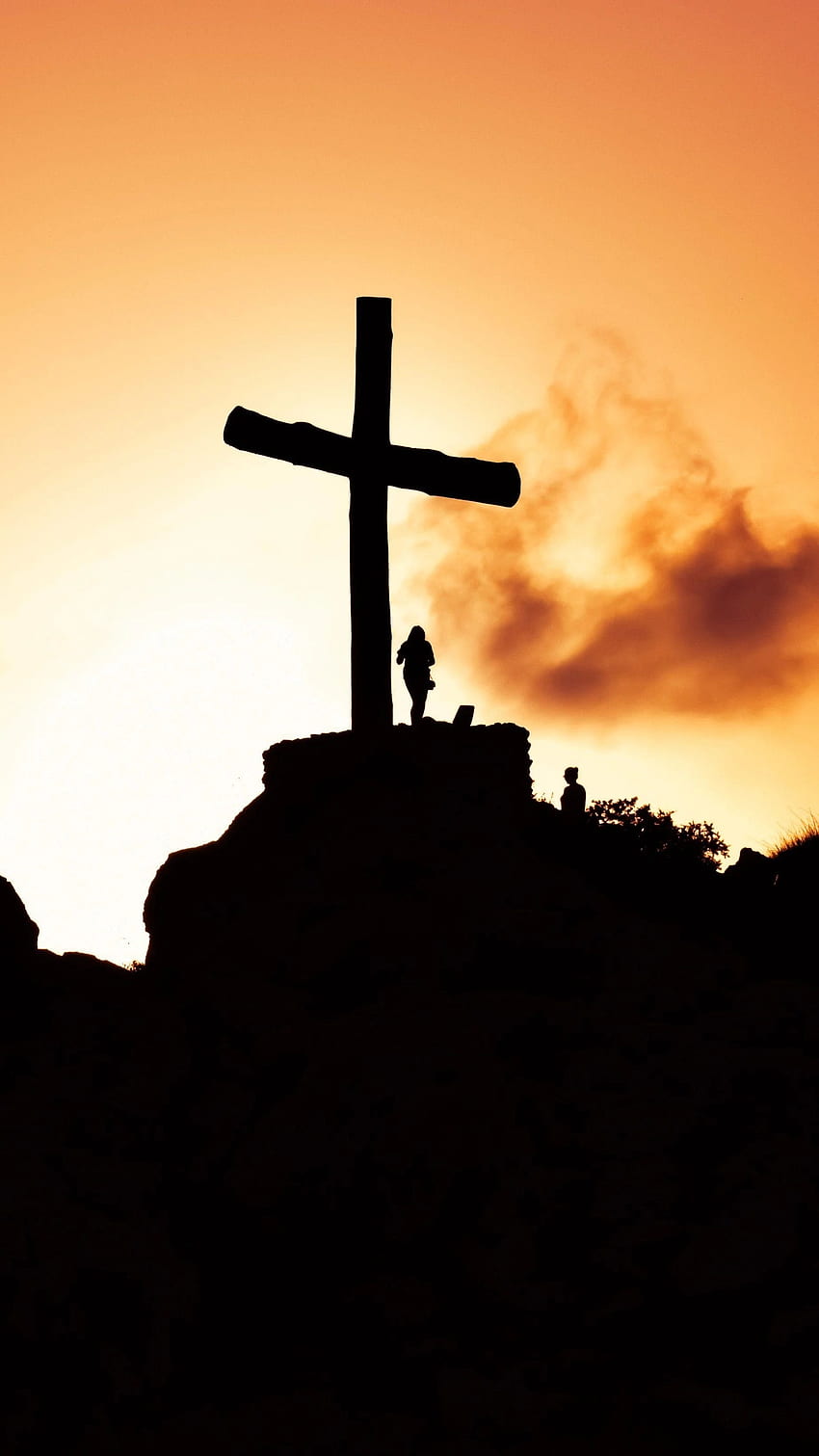 Jesus Cross, Aesthetic, Sunset Background HD phone wallpaper