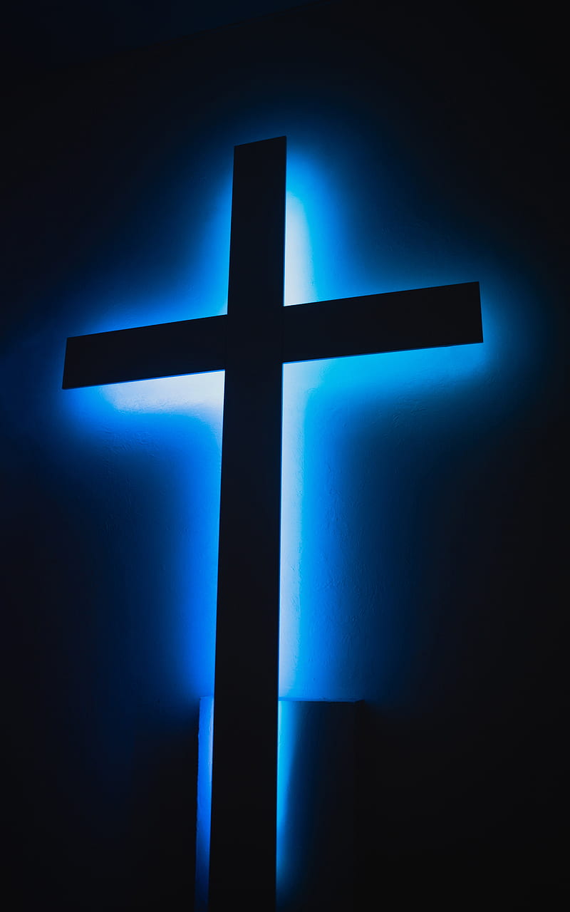 Cross, neon, glow, religion, god, HD phone wallpaper