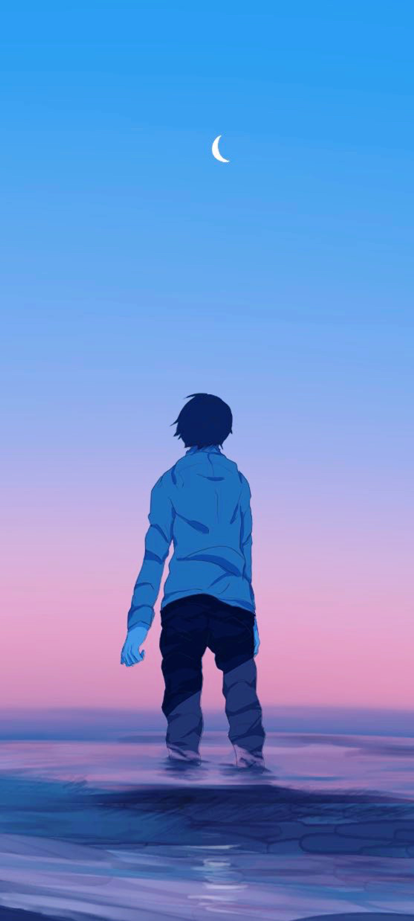 Anime Boy Sky Gradient 1440x3200 Resolution Wallpaper, HD Artist 4K Wallpaper, Image, Photo and Background