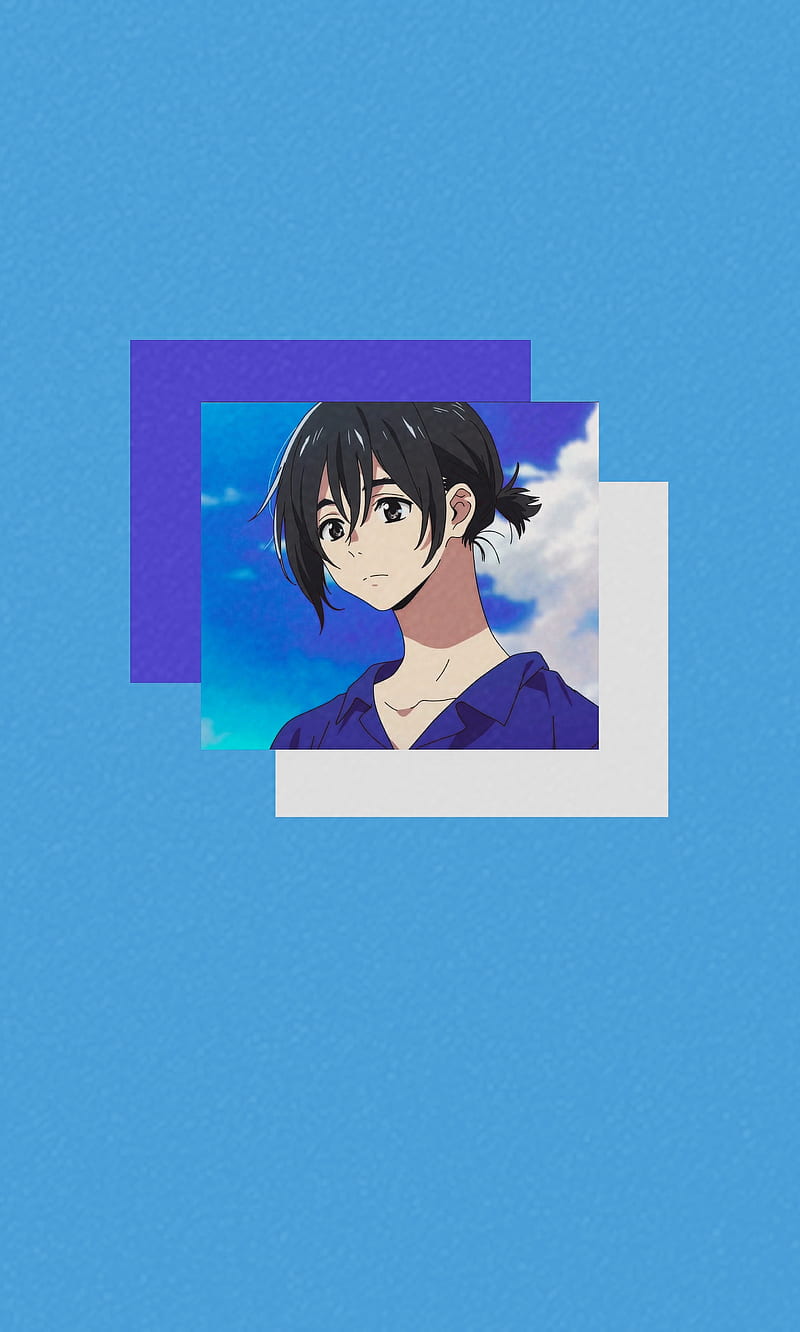 Chibana Mio, cloud, sky, blue, white, anime aesthetic, umibe no etranger, anime boy, HD phone wallpaper