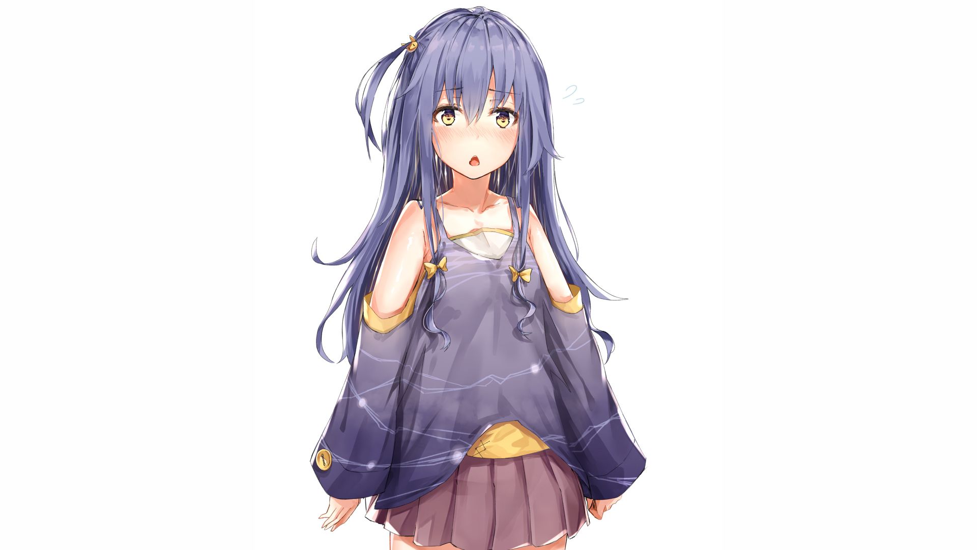 Desktop Wallpaper Cute, Blue Hair Anime Girl, Original, HD Image, Picture, Background, 6486cc