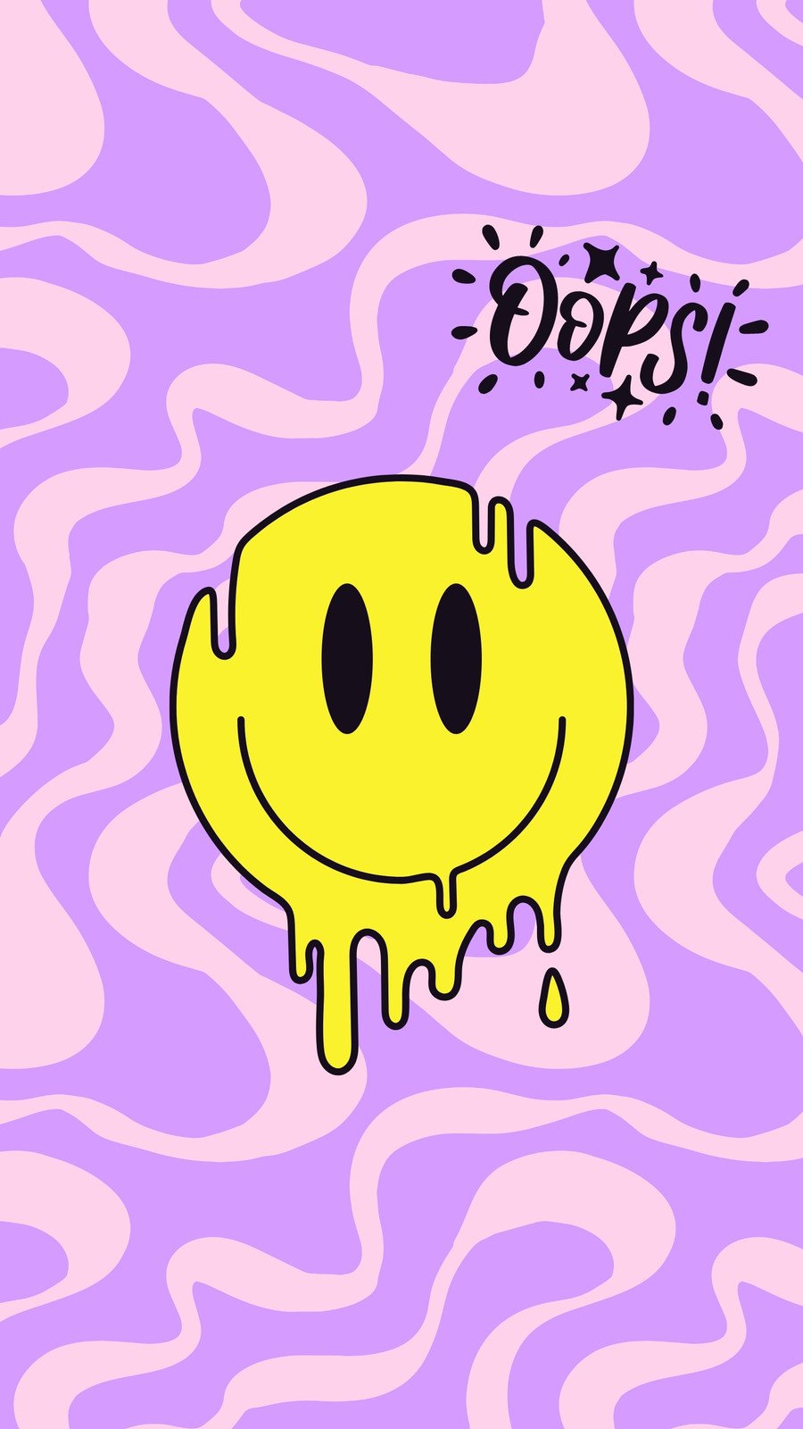 A yellow smiley face with the word oops - Trippy
