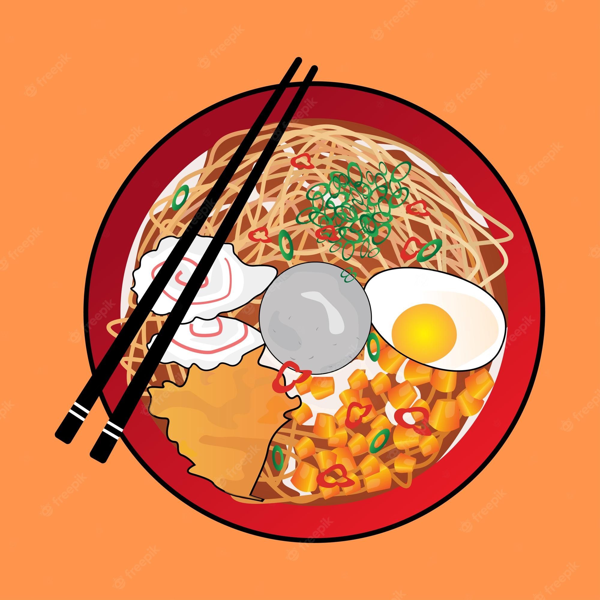 Premium Vector. Illustration of traditional japanese ramen japanese food with aesthetic style