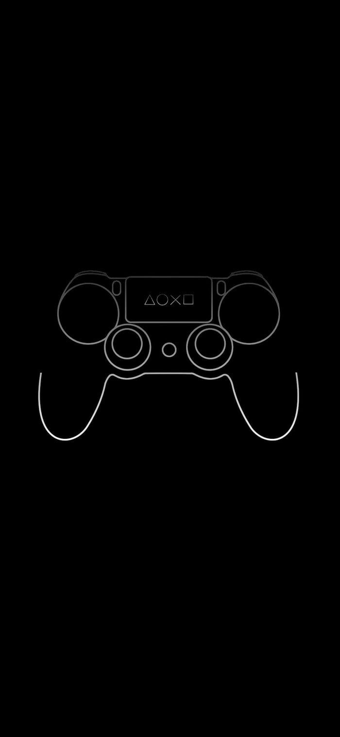 A minimalist black wallpaper of a playstation controller - Gaming