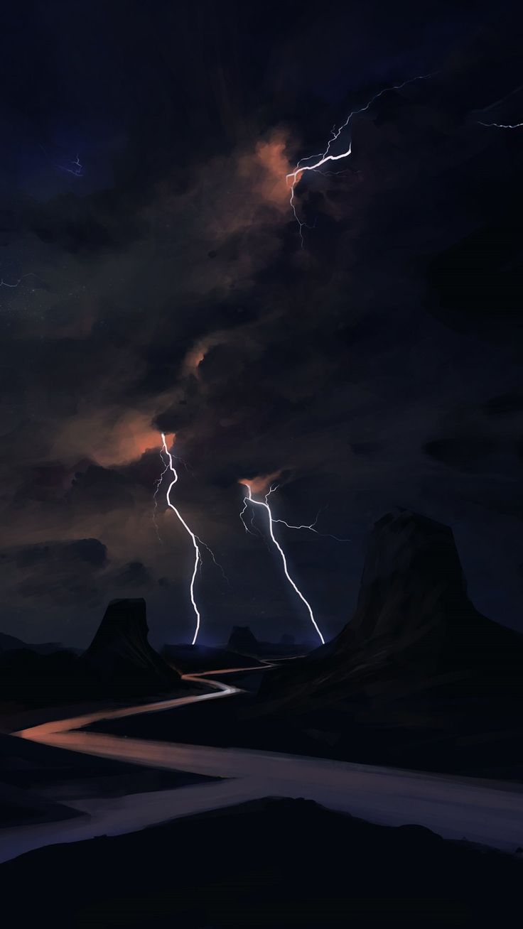 Aesthetic Lightning Landscape Wallpaper