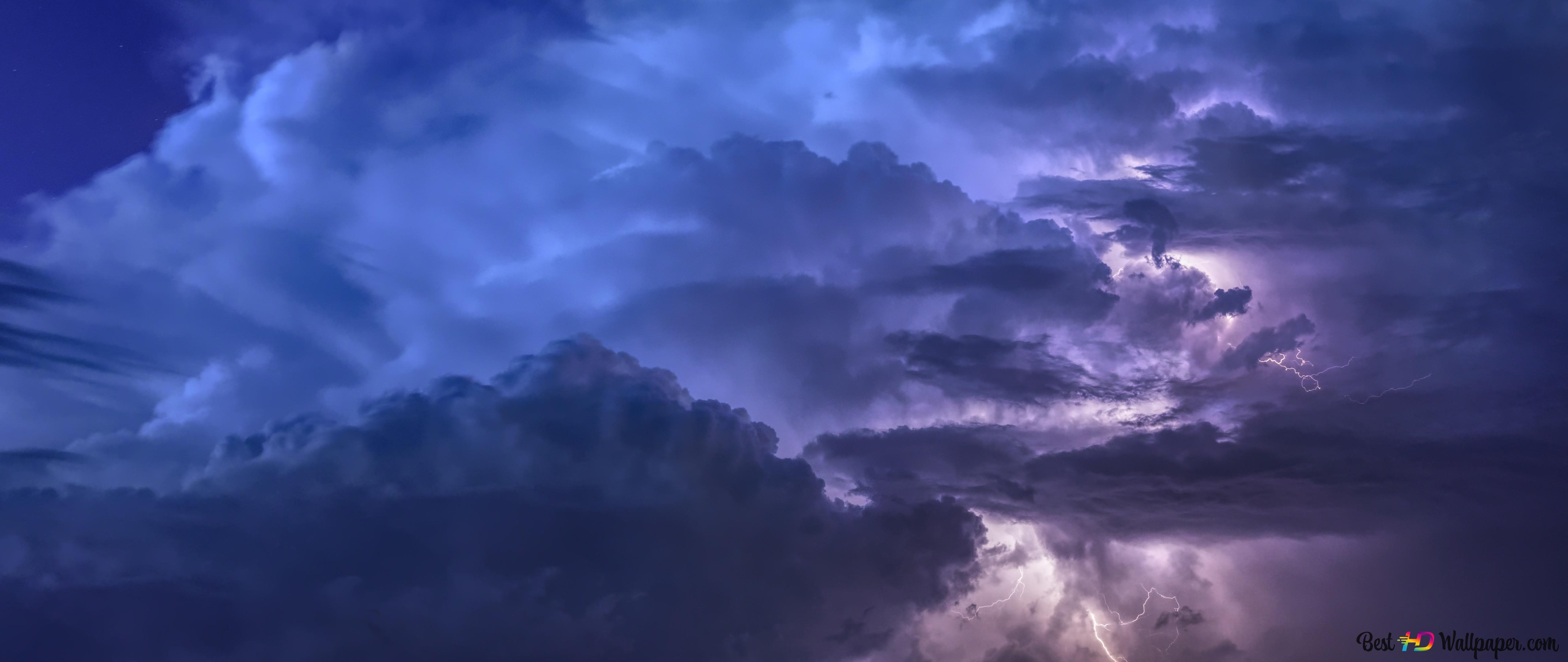 clouds lightning sky background 4K wallpaper download