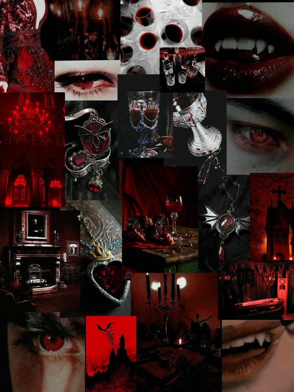 A collage of pictures with red and black - Vampire