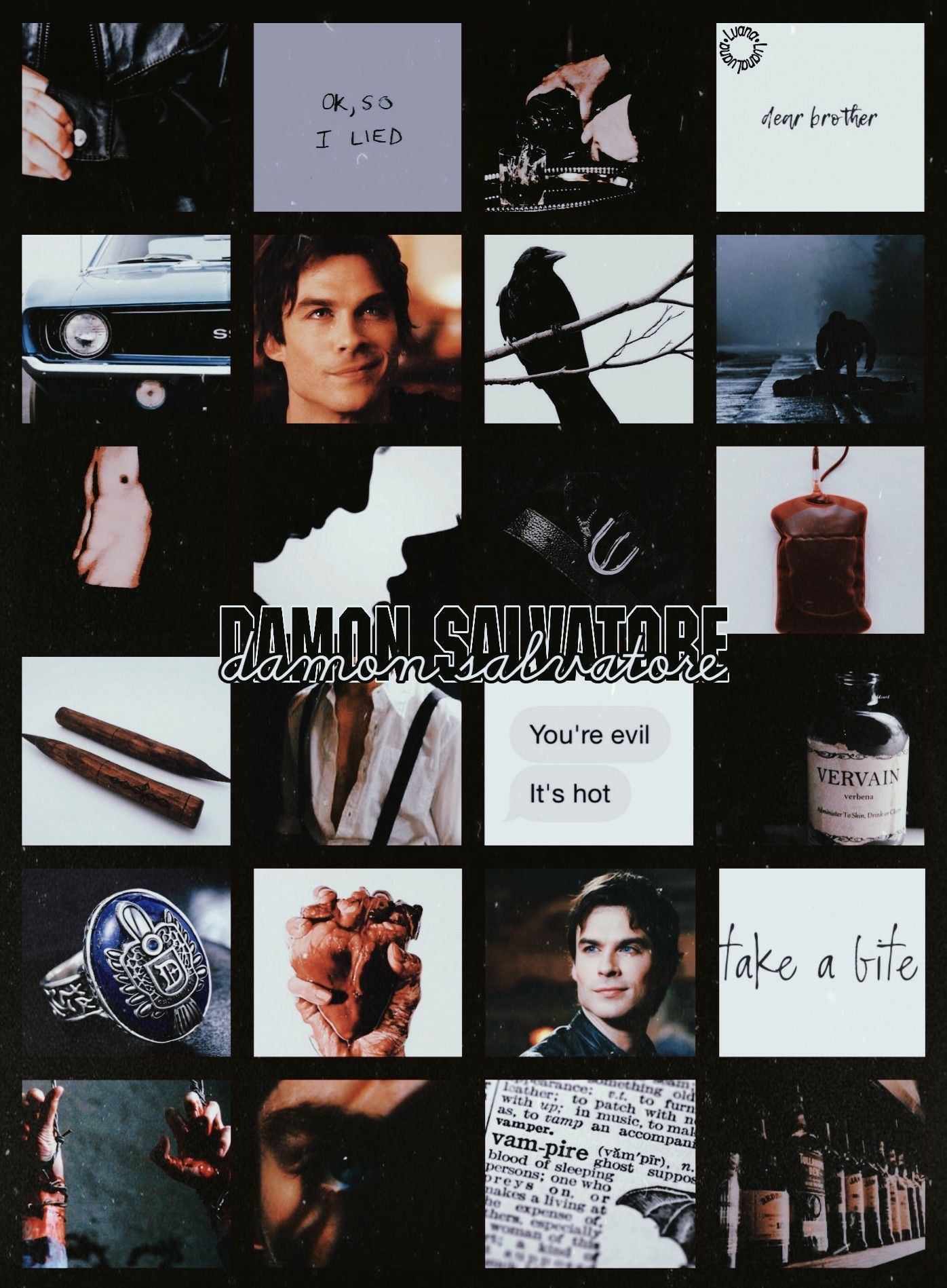 A collage of pictures with the words dylan suldano - Vampire