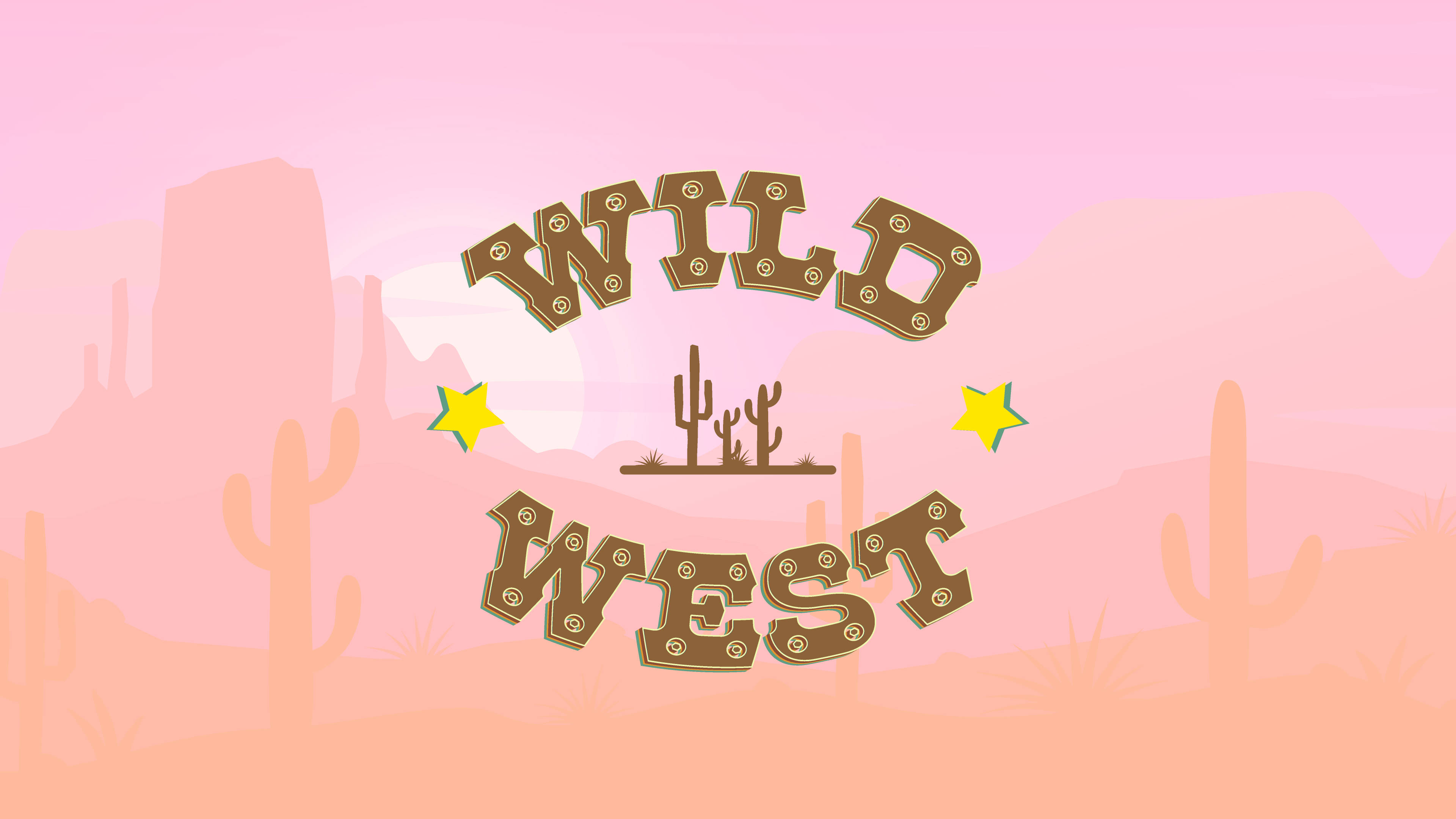 A wild west logo with cactus and mountains - Western