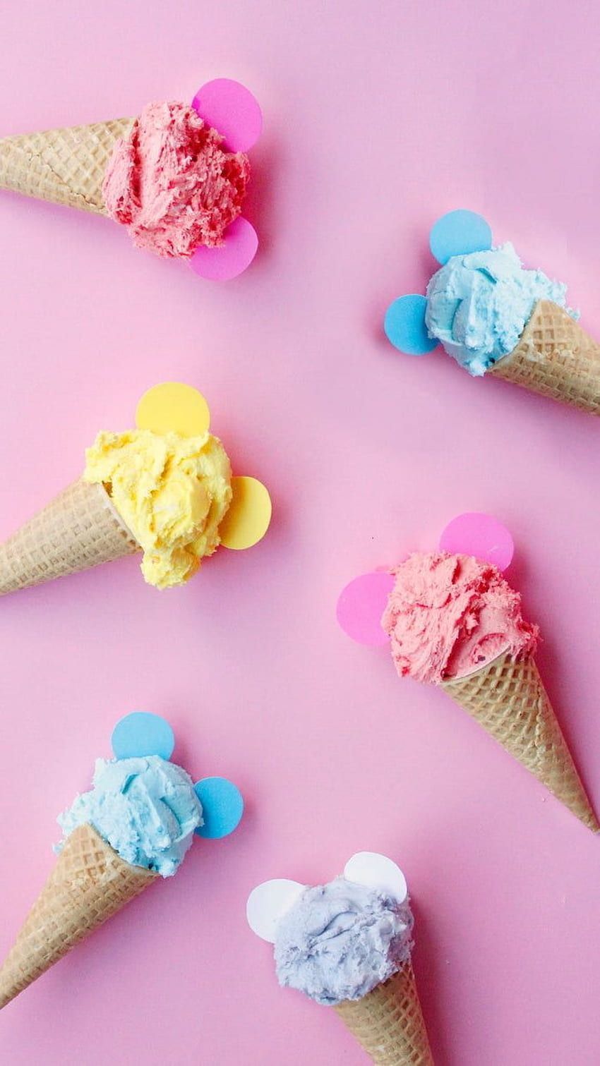 A group of ice cream cones with different colors - Ice cream