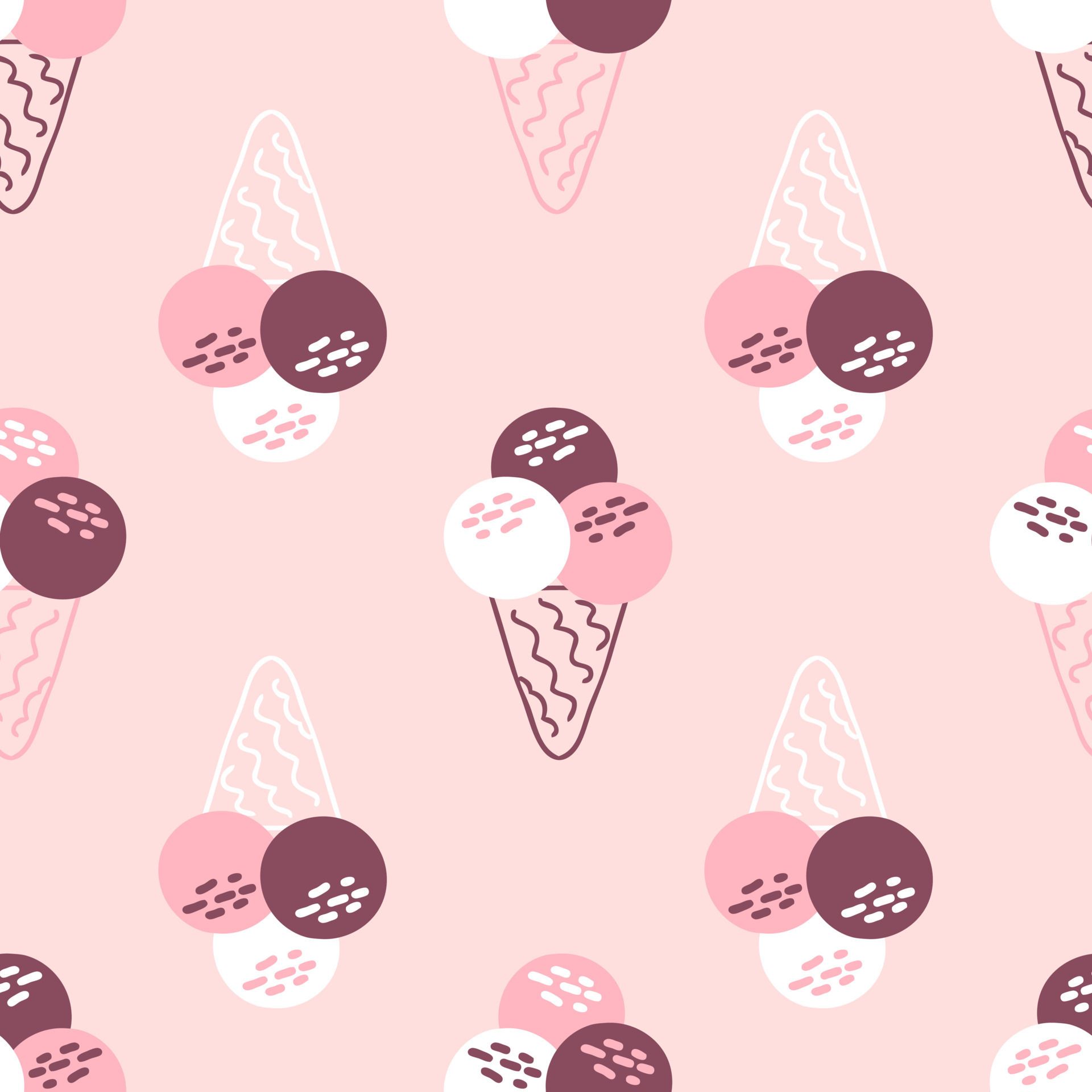 Retro aesthetic seamless pattern with simple ice creams