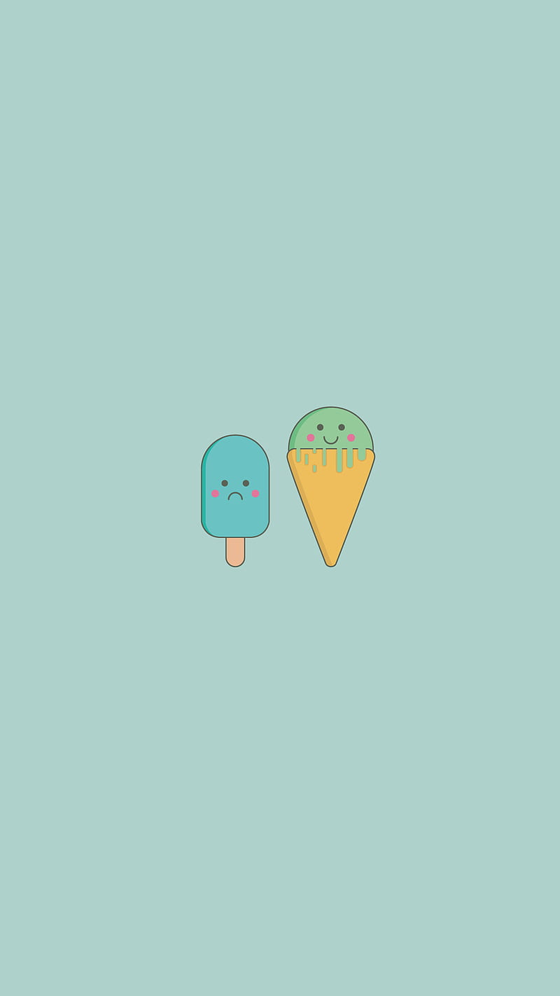 A cute ice cream cone and popsicle on blue background - Ice cream