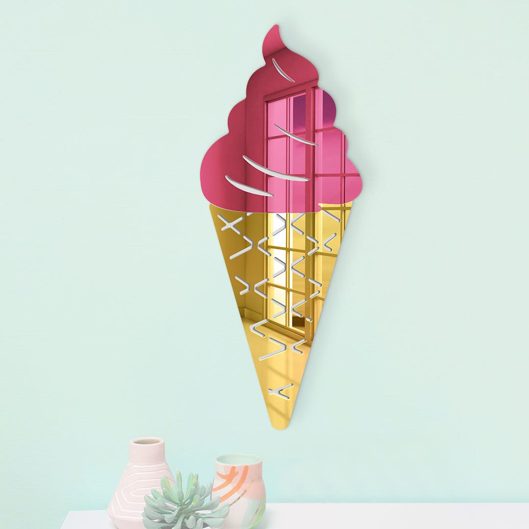 4Artworks Acrylic Ice Cream Nursery Wall Art Mirror, Ice Cream Shop Art