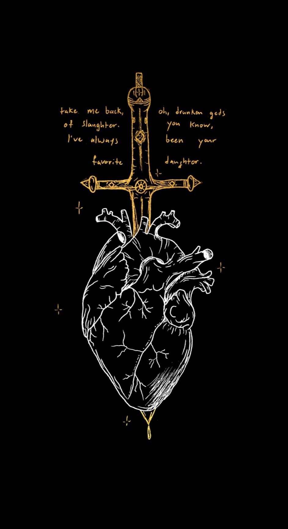 IPhone wallpaper of a heart with a sword through it - Black, May, black heart
