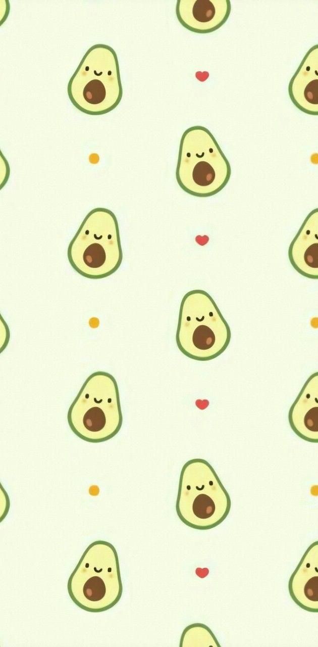 IPhone wallpaper of avocado characters with hearts around them. - Avocado