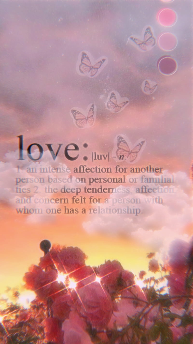 A picture of the word love with butterflies - Love