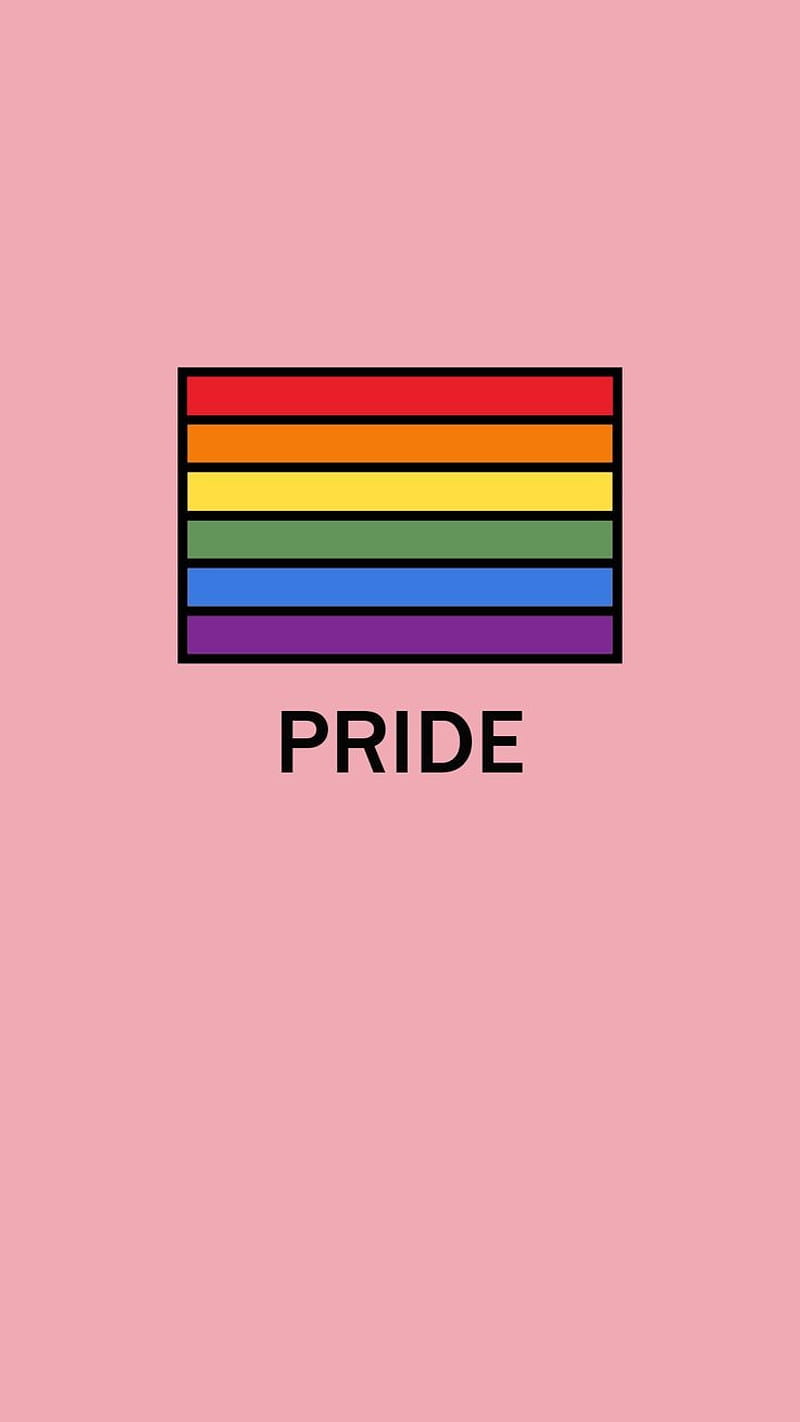 A rainbow pride flag on pink background - Pride
