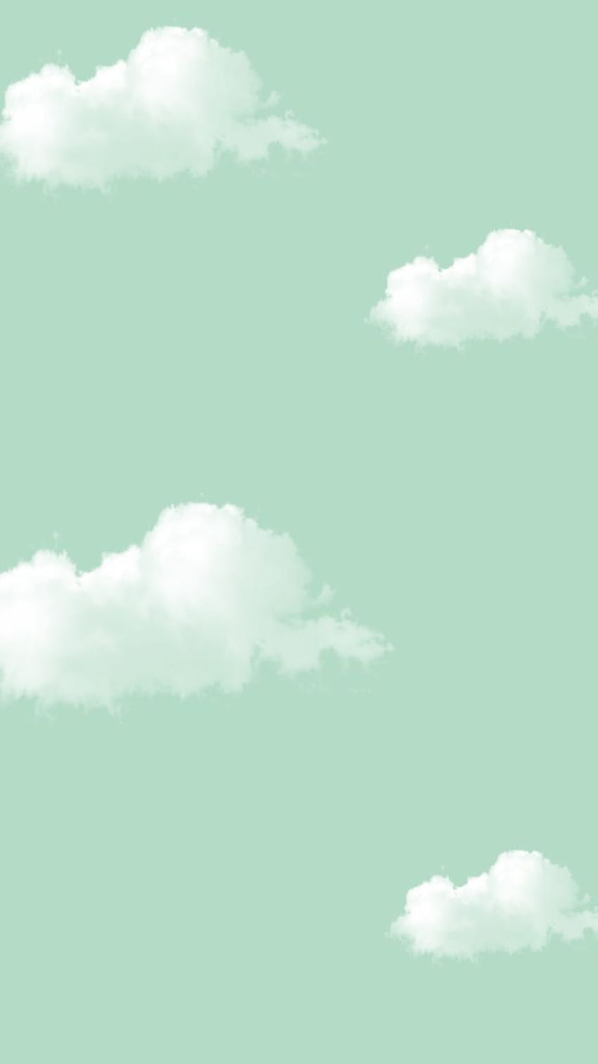 A green background with white clouds - Mint green