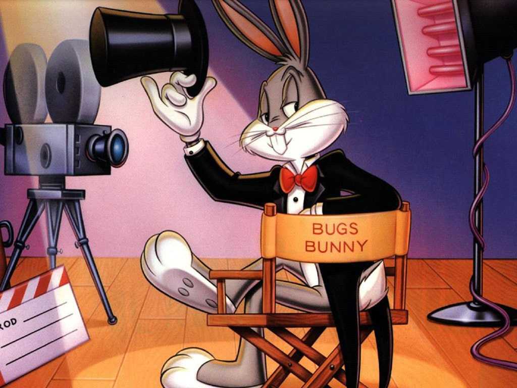 Bugs Bunny sitting in a director's chair - Looney Tunes, Bugs Bunny