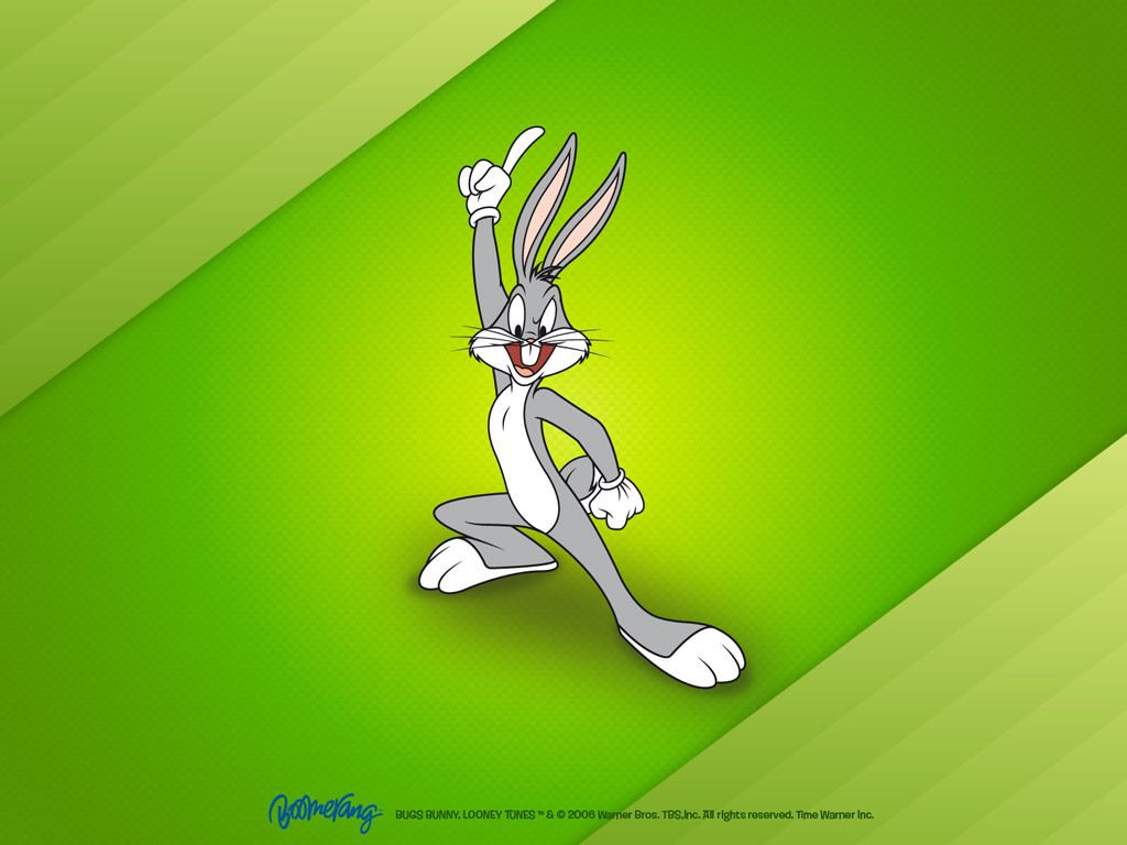 Bugs Bunny, the famous Looney Tunes character, is a white rabbit with pink ears and nose, and a long tail. - Bugs Bunny