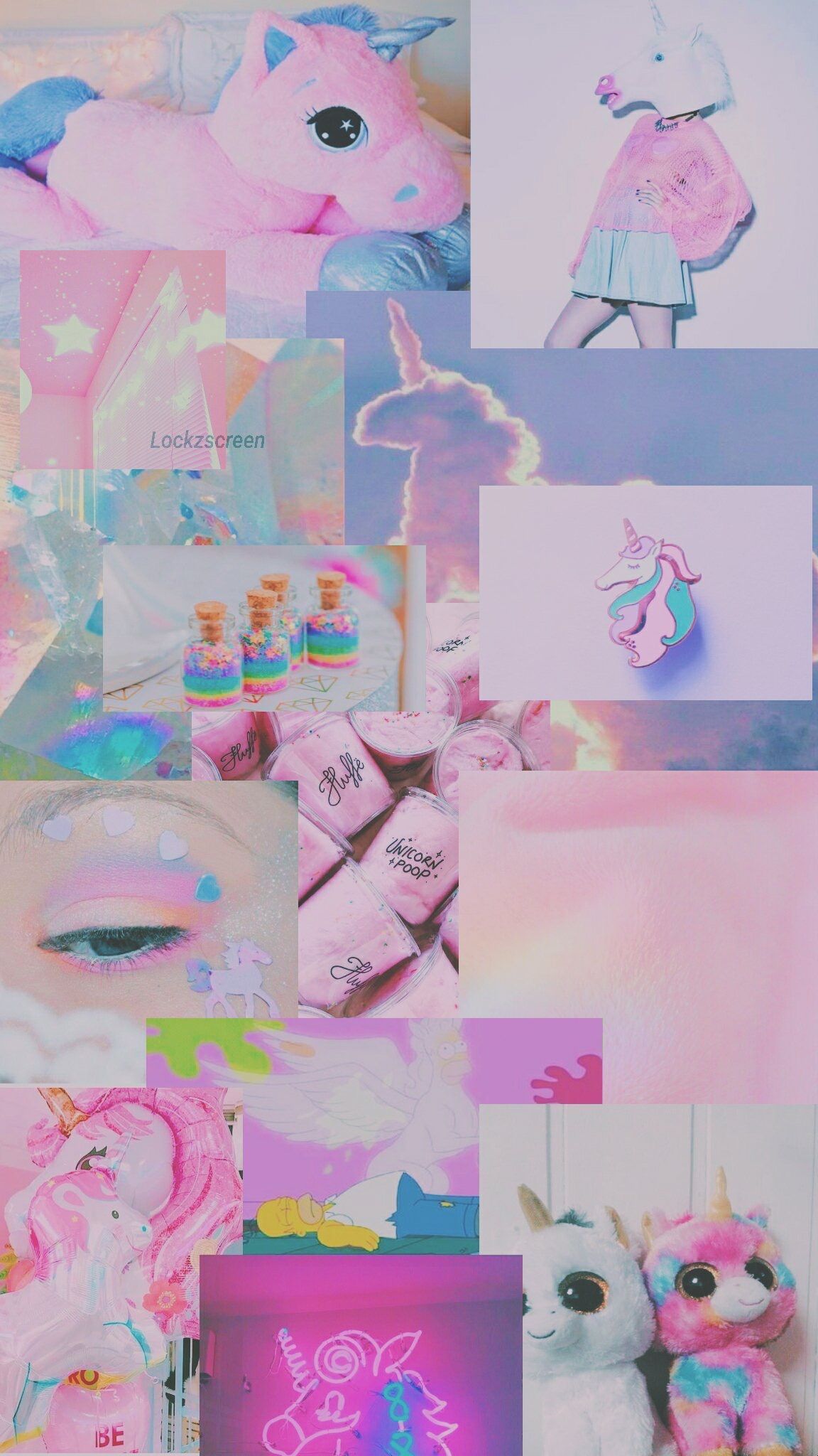 Aesthetic background with unicorn, rainbow, and pink themes - Unicorn