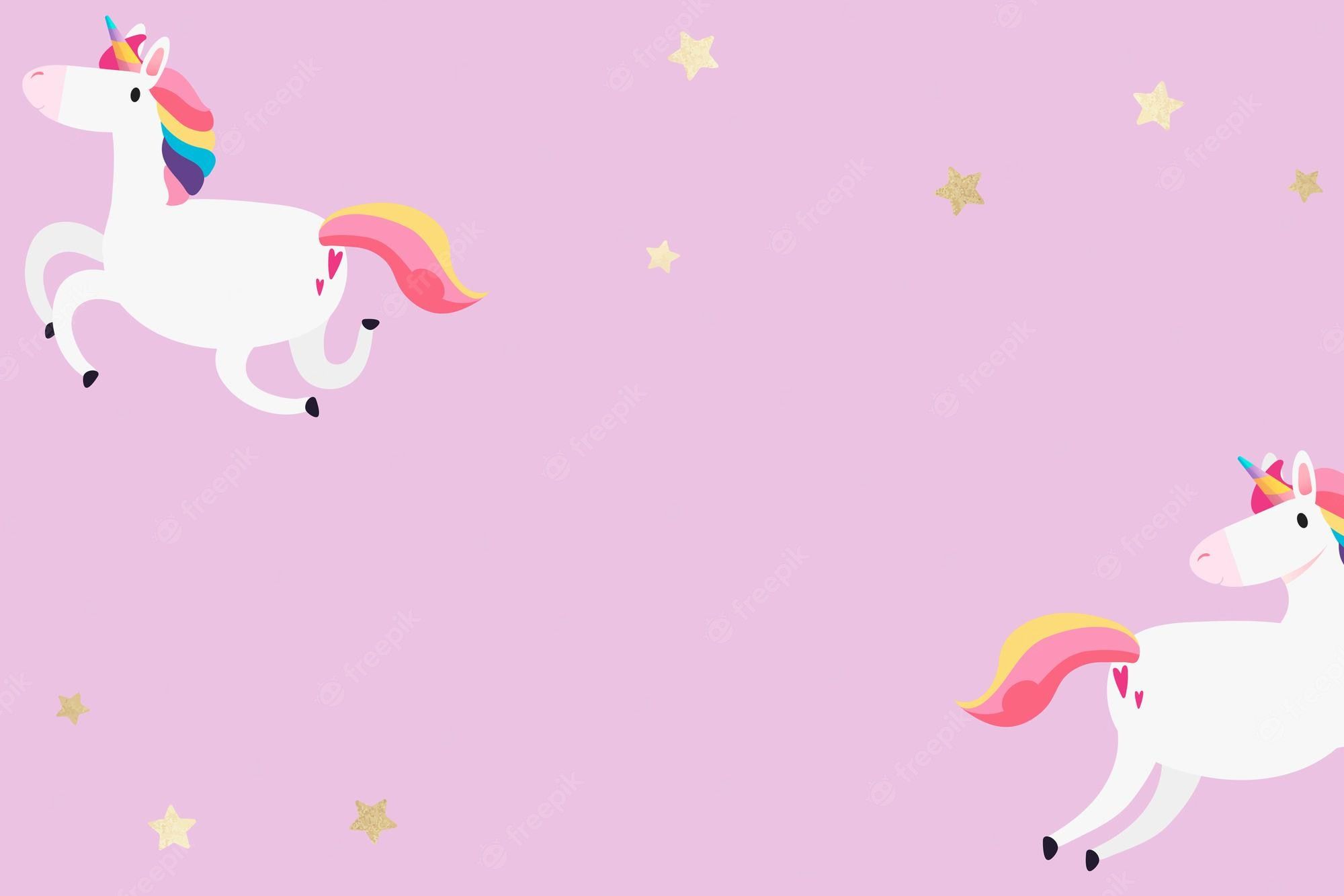 A pink background with two unicorns flying - Unicorn