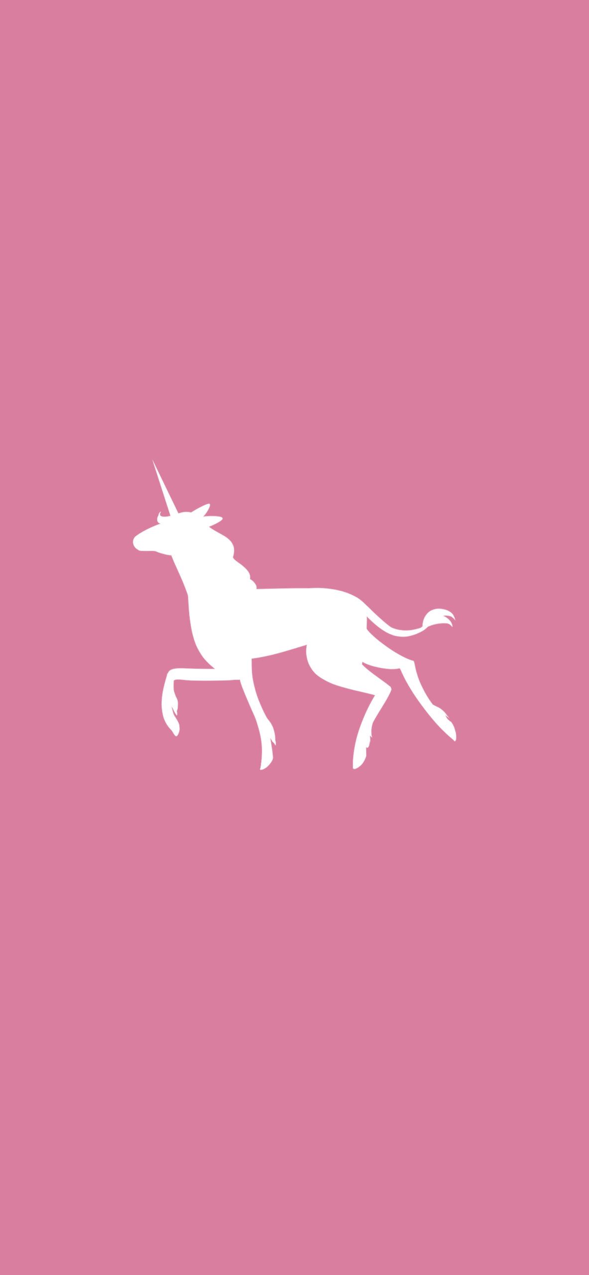 A white unicorn running on pink background - Unicorn, minimalist