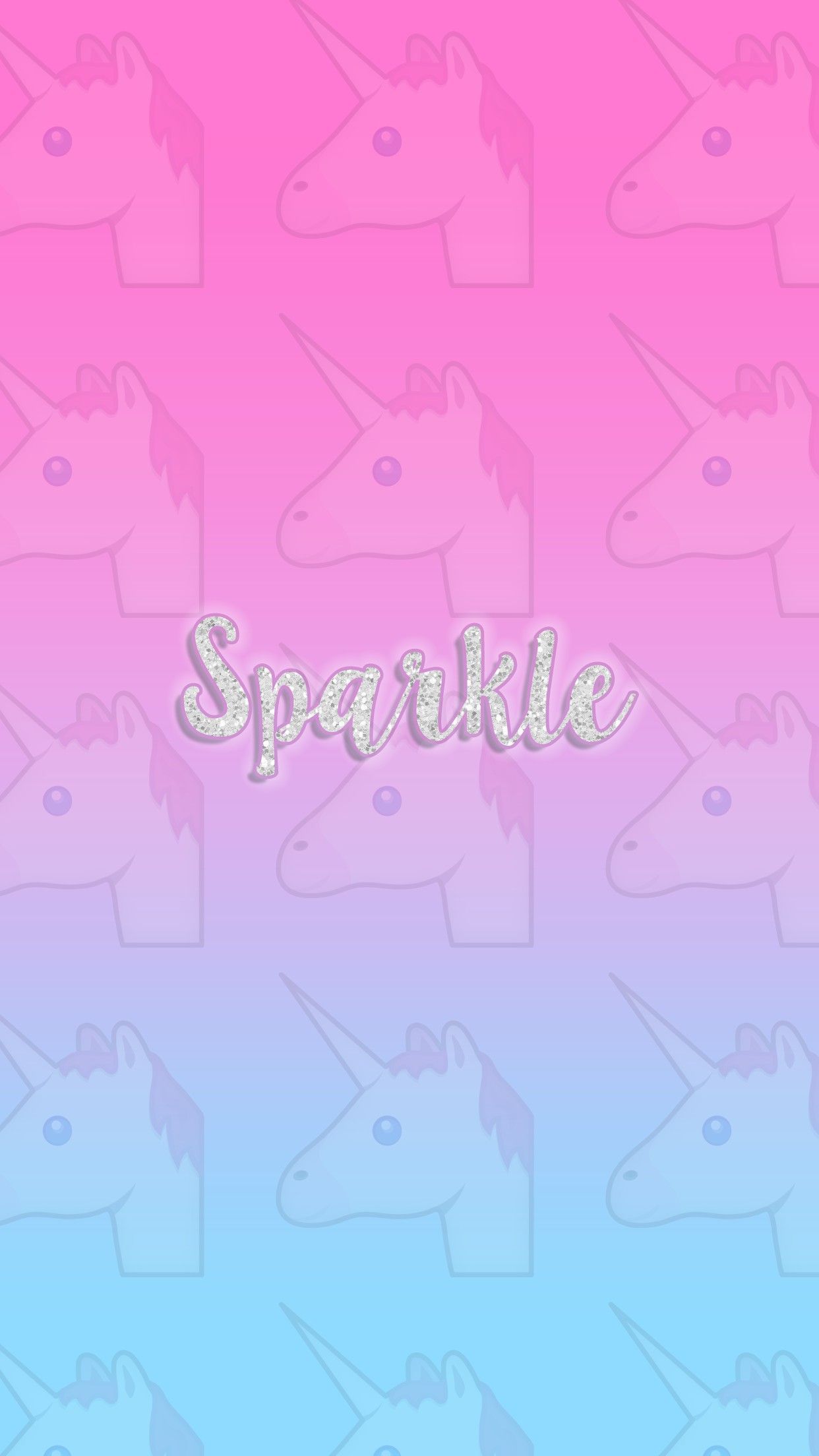 A pink and blue gradient background with the word 
