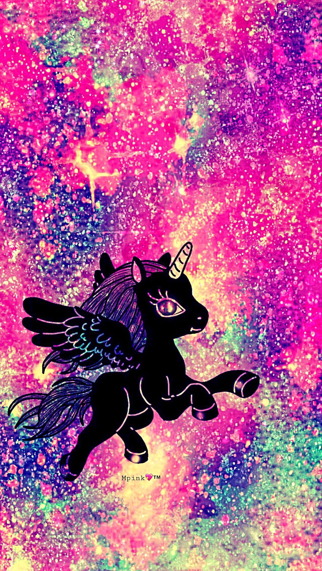 Pink black unicorn wallpaper for iPhone and Android! Download it now for free on the app store and Google Play. - Unicorn