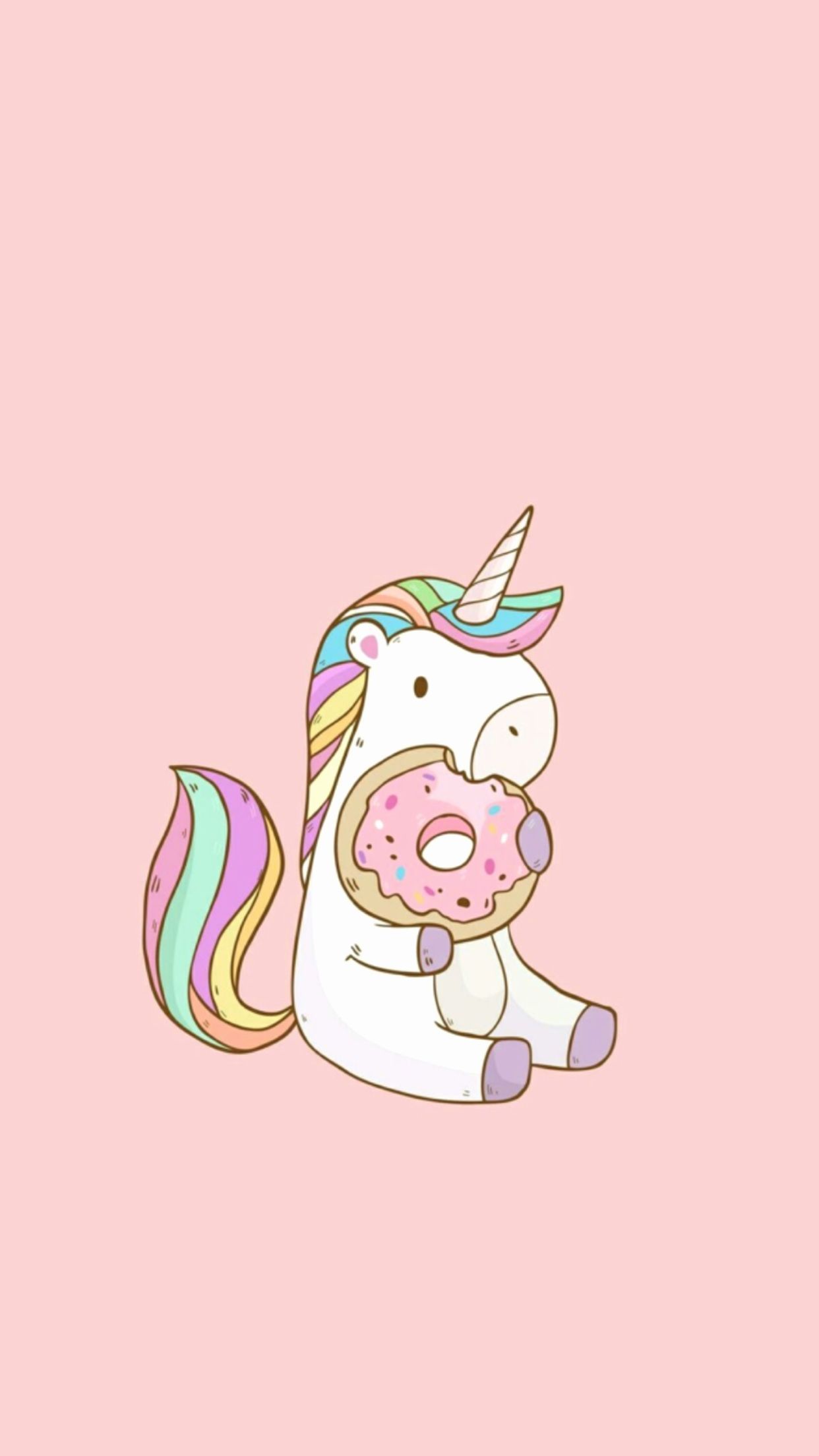 Cute unicorn eating a donut wallpaper for iPhone, Android, Desktop and Laptop. - Unicorn