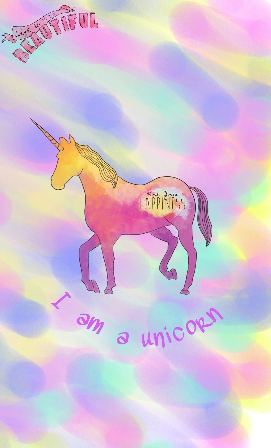 Iphone wallpaper unicorn rainbow pastel aesthetic background - Unicorn