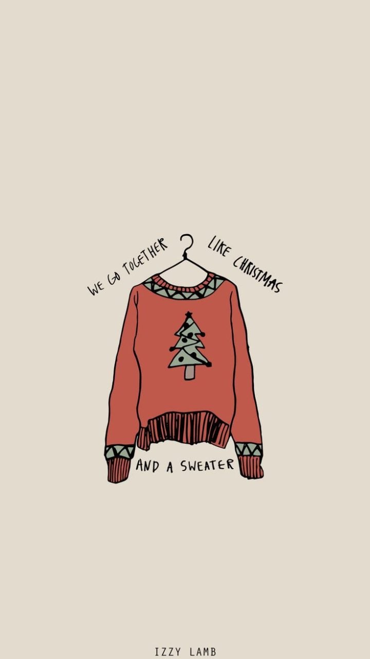 Illustration of a Christmas sweater with a tree on it. - December