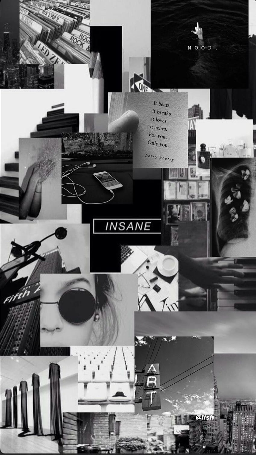 Black and white aesthetic background collage - Gray