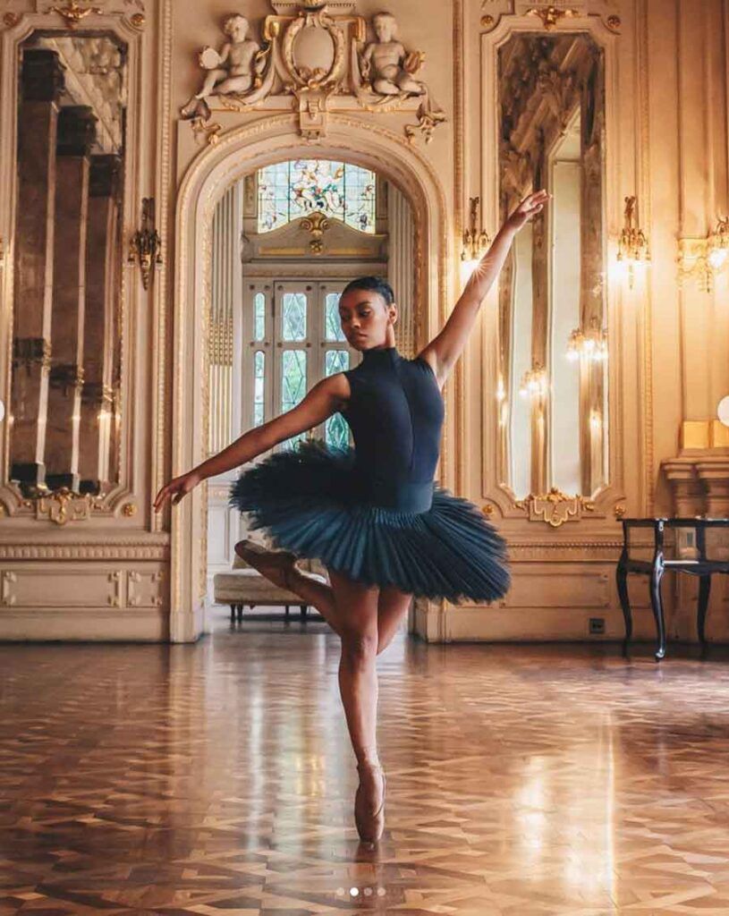 Ballerina in a blue tutu and black leotard - Ballet