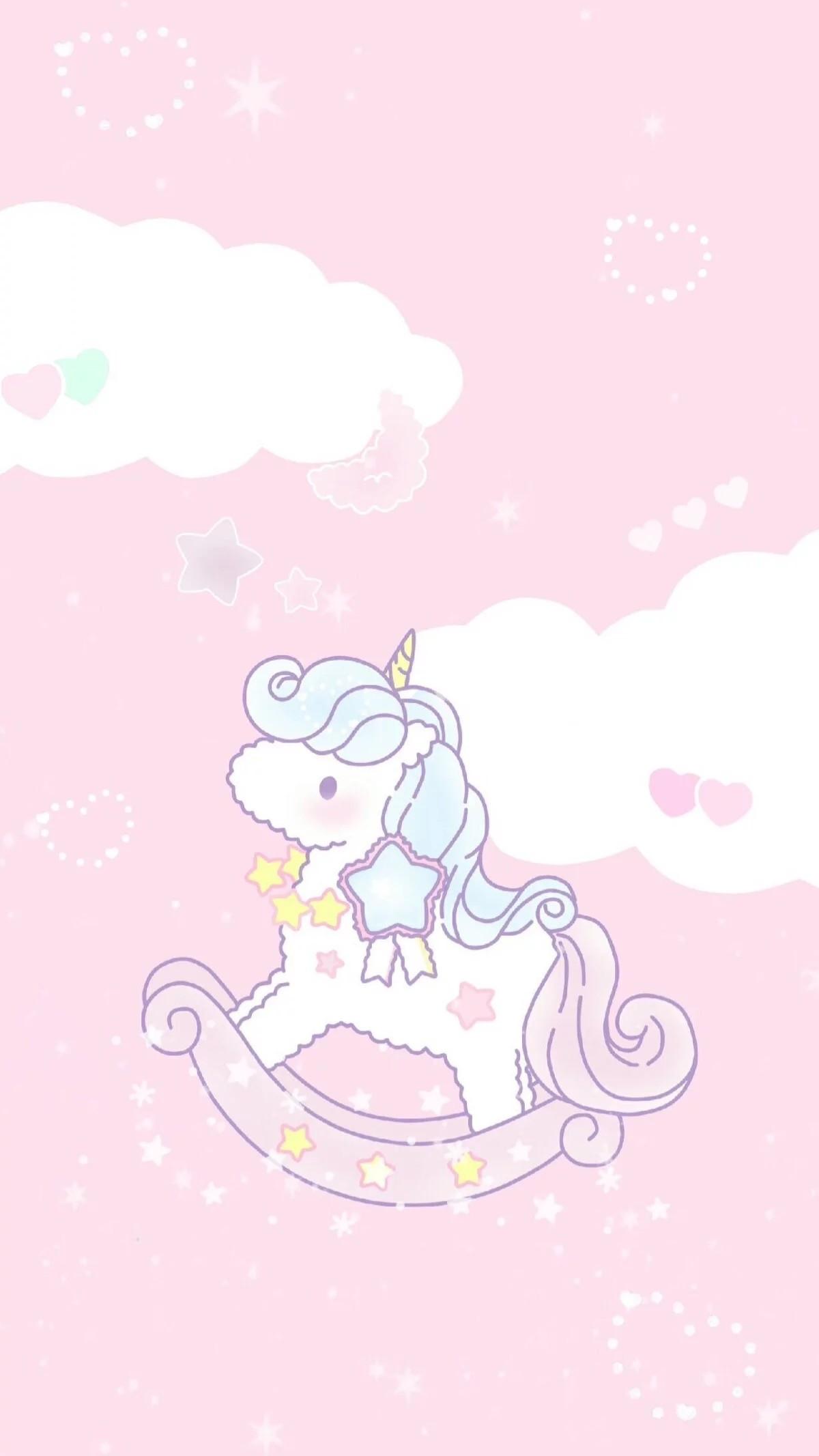 A cute unicorn is riding on top of the clouds - Unicorn