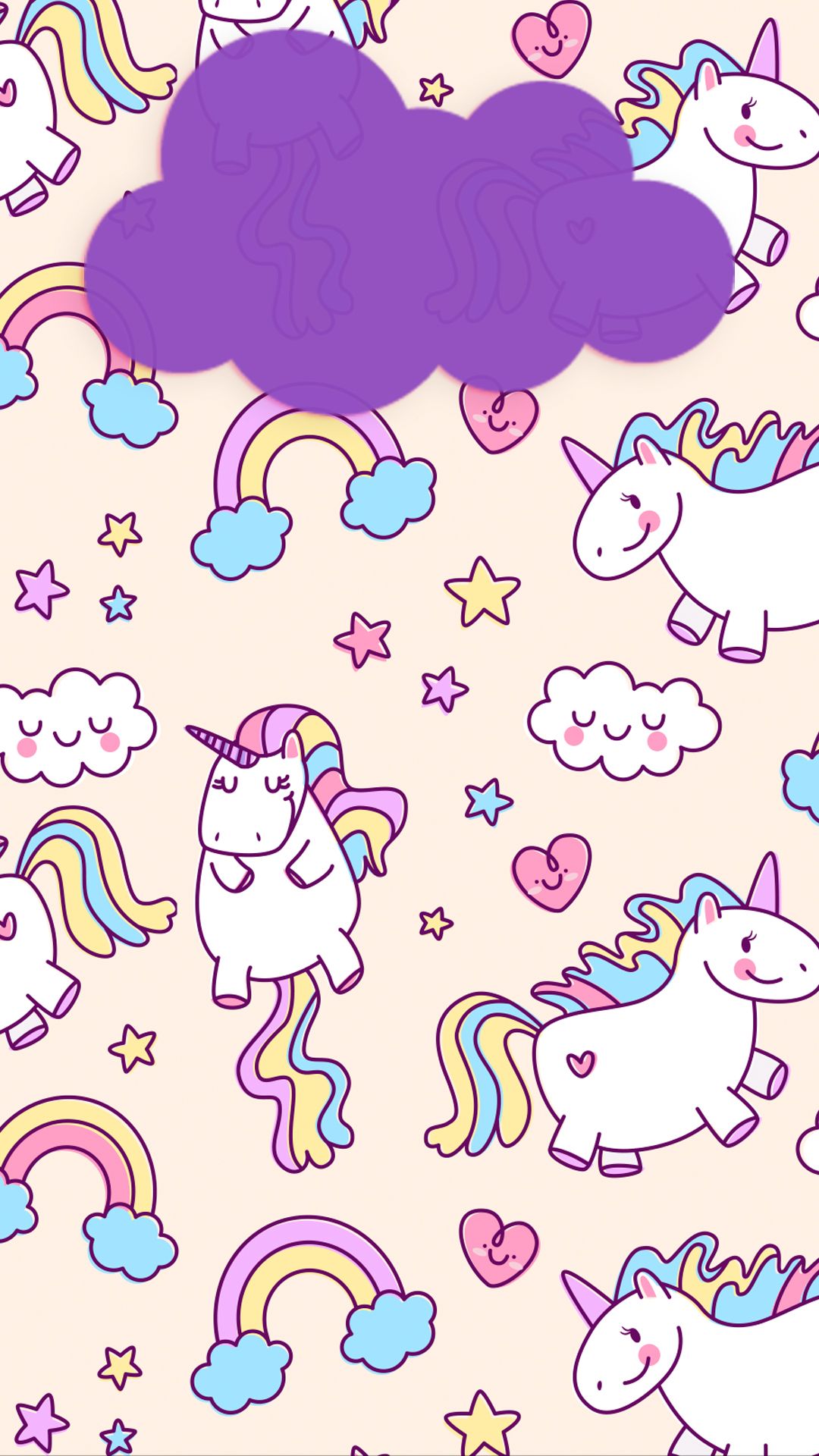 A cute unicorn pattern with clouds and stars - Unicorn